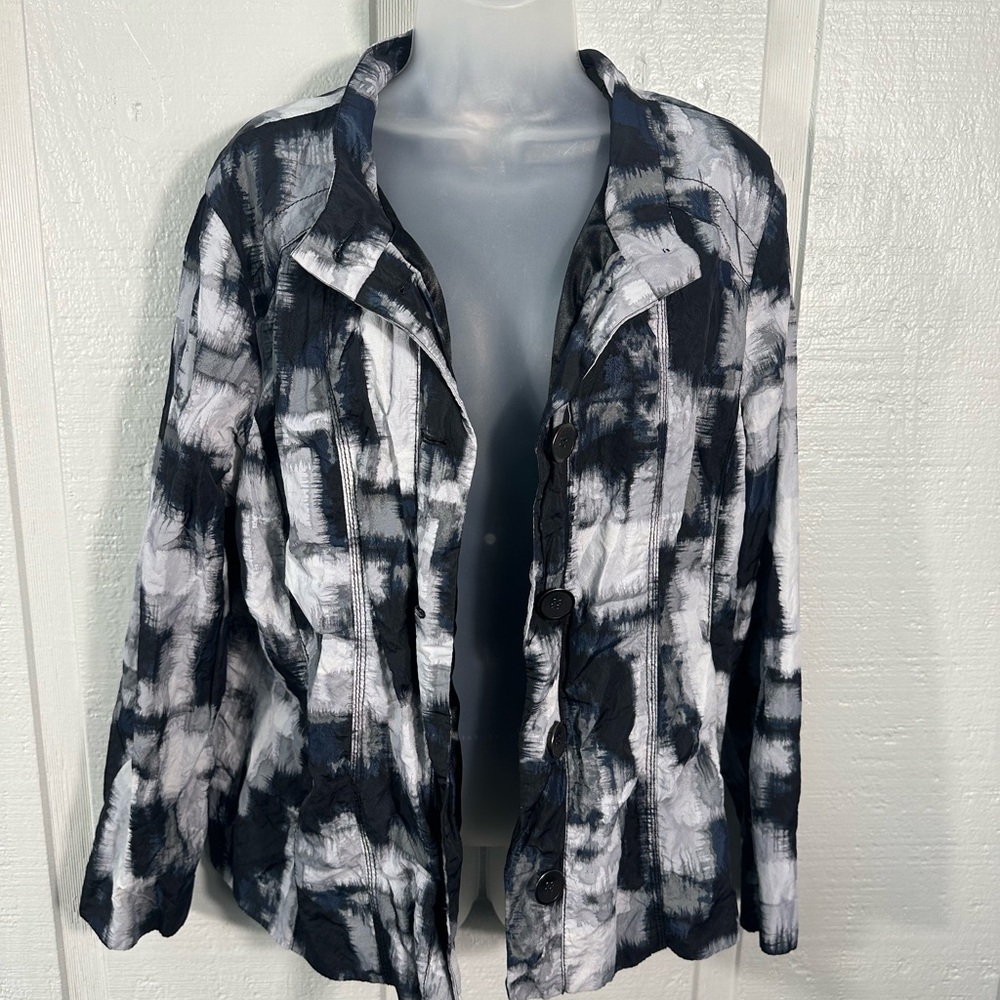 Chicos Black and White Long Sleeve Button Down Jacket Size 3(XL) EUC - Picture 3 of 6